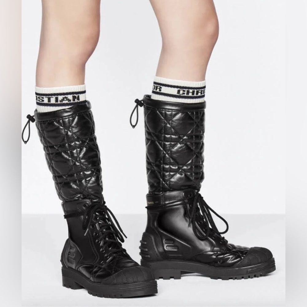 Dior Iron Boot in black quilted leather Sz 6.5